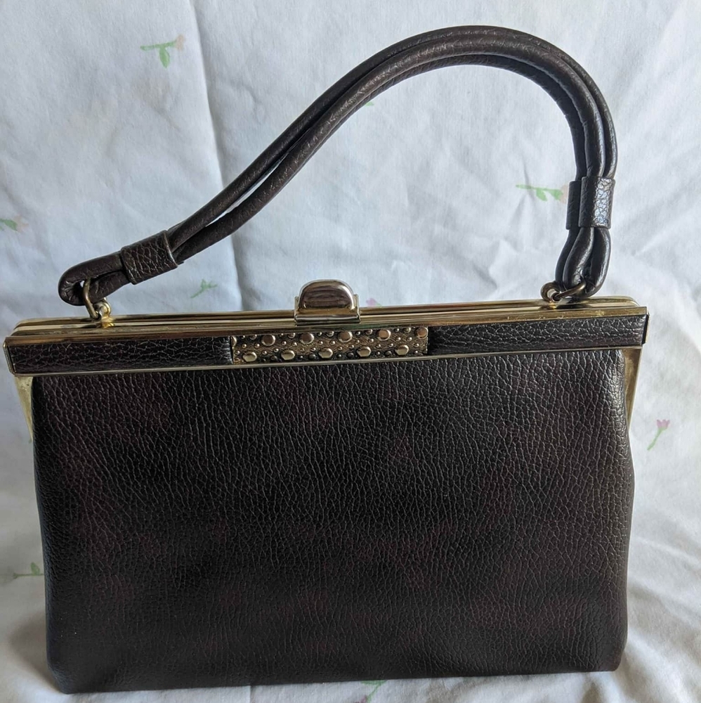 Classic Black Mini Frame Handbag with Gold Trim
